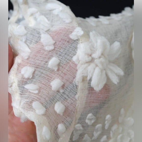 &Merci Cream Floral Applique Flounce Dress Off White Lined Belted PRETTY… - Picture 3 of 10